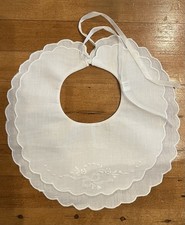 White Cotton Cross Christening Baby Bib