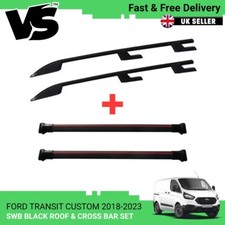FORD TRANSIT CUSTOM ROOF BARS & CROSS BAR SE 18-23 SWB BLACK ROOF RACK NO DRILL