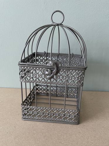 Silver metal birdcage - metal,