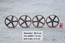 cast iron wheels set of 4 iron trolley wheels stationary engine wheels - 30.5 cm