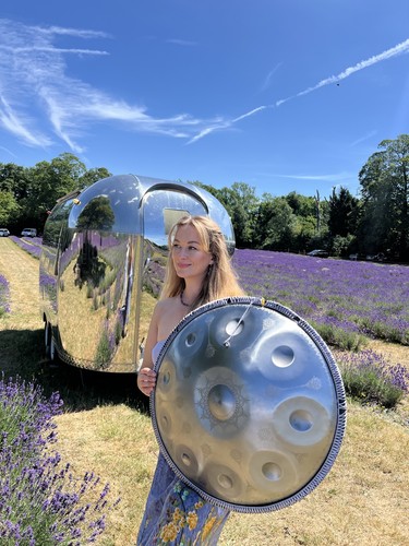 Stunning silver handpan drum - silver,