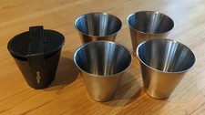 Ria Denmark Set of 4 Stainless Steel Stirrup Cups In English Leather Case 