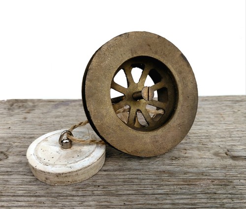 Vintage solid brass plug - solid, 2"