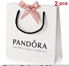 2 x PANDORA Small Gift Bag, Original,  size 16 x 16cm  with Ribbon