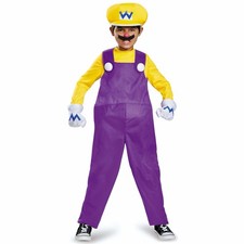 Wario Deluxe Super Mario Villain Bad Plumber Video Game Cartoon Boys Costume S