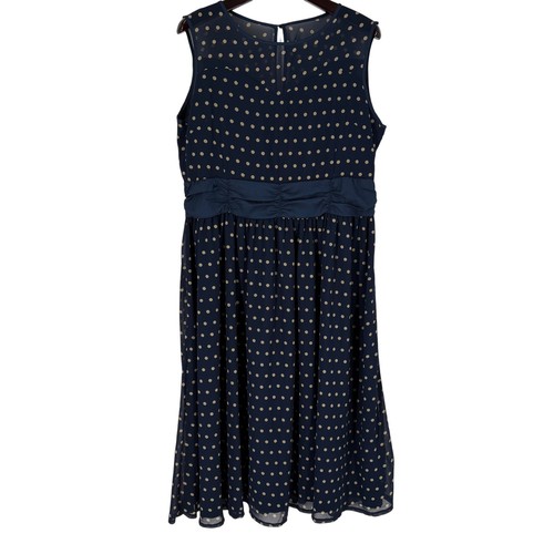 Lindy bop navy blue - blue, polka