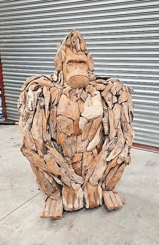 Teak carved gorrilla - carved,