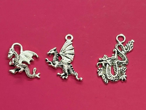 Tibetan silver dragon charms - tibetan,
