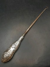 1902 Antique English Sterling Silver Handled 11" Button Hook - Henry Matthews