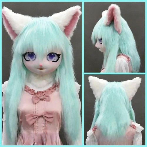 Blue haired kigurumi head - blue,
