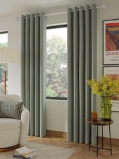 John Lewis Boucle Blackout/Thermal Lined Eyelet Curtains Green W228 x 228cm A