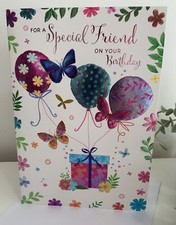 Special Friend Female Womens Birthday Card. Purple Foil-Nice verse-new Design.