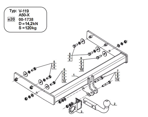 Swan neck tow bar for - neck, vw