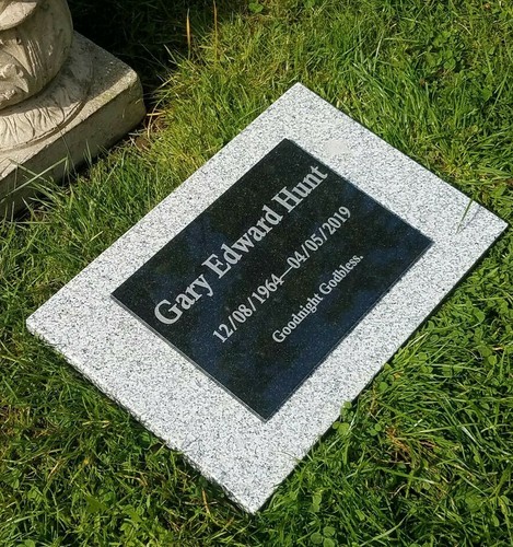 Engraved grey granite memorial - engraved,