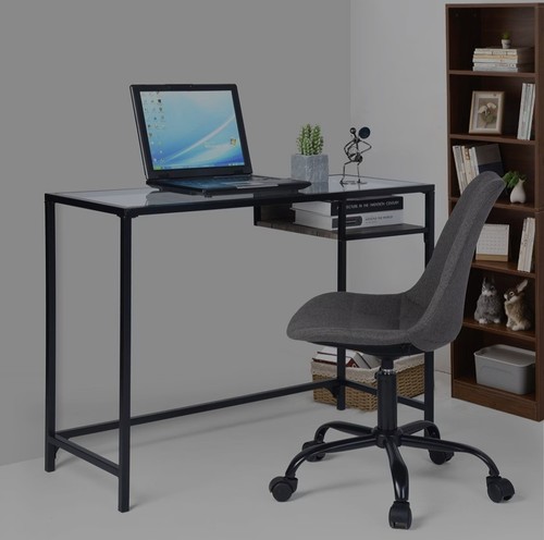 Black wooden computer desk - black,