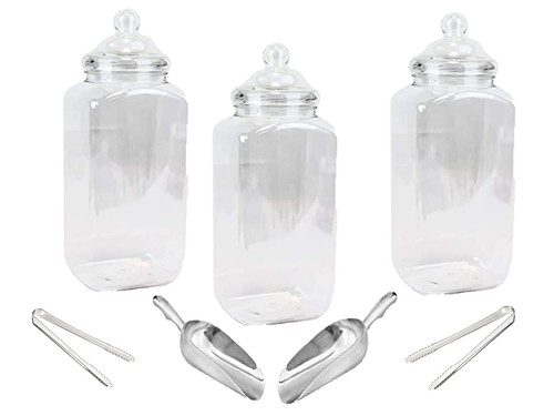 Large plastic sweet jars - 3,