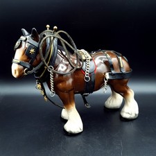 Melba ware Shirehorse Figurine brown harness & tack C1950s-70s L23cm x H19.5cm