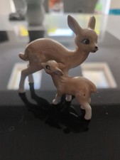 Two Vintage Ceramic Deer Figurines Mid Century Mother And Bambi