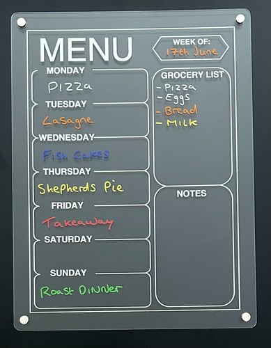 Acrylic magnetic menu planner - acrylic,