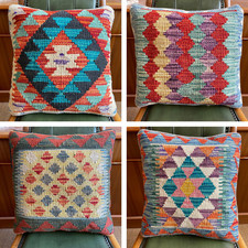 45 x 45cm Vintage Handmade Afghan Kilim Cushion Cover Traditional Oriental Wool