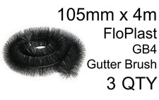 3Pack 12M FloPlast Gutter Brush Leaf Guard 105mm x 4m Debris Eliminator Hedgehog
