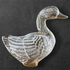 Vintage Style Ceramic Goose Ornament Figurine Cream Gold Farmhouse Decor 14cm