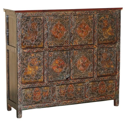 Antique chinese deer - chinese, flower