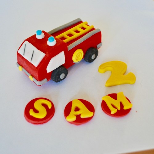 Fire engine truck cake topper - fire,