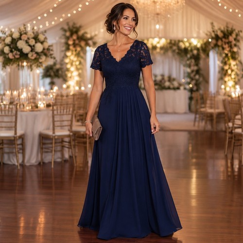 Navy blue lace overlay couture - blue,