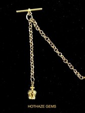 CROWN Gold Colour 12 Inch SINGLE Watch Chain/Albert Chain/ Fob Chain