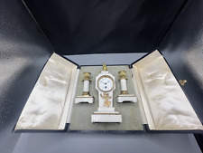 Antique French Miniature Clock Garniture+Case 19th Cent Louis XV1 Style Working