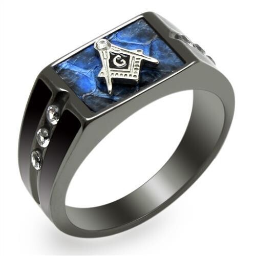 Mens masonic ring black pvd