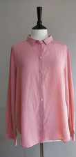 l L. K. Bennett Size 18 Classic Shirt 100% Silk Pink Long Sleeve Botton Up