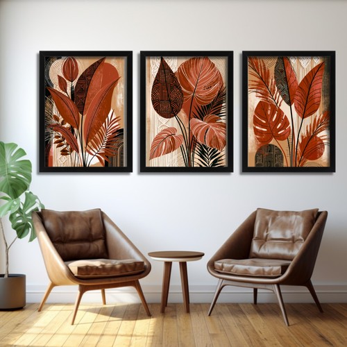 Terracotta botanical wall art - botanical,