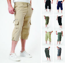 Mens 3/4 Shorts Cargo Combat Elasticated Waist Three Quarter Length Long M-3XL