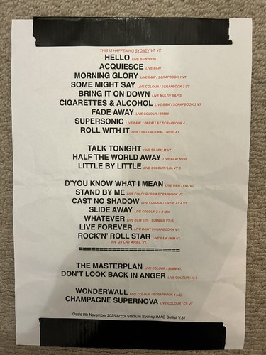 Rare oasis live setlist - oasis,