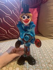 Murano-Style Glass Clown w/ Cymbals