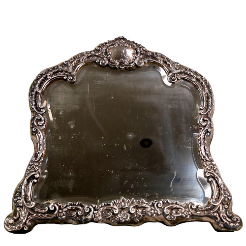 Antique silver table mirror - antique,
