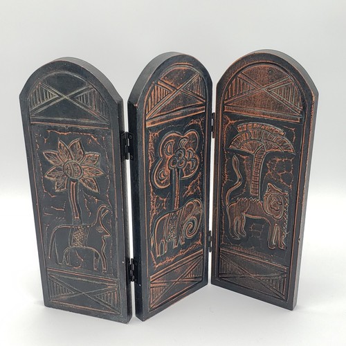 Vintage carved wooden folding - vintage,