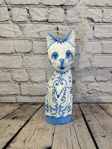 30cm blue white flower wooden - 30cm,