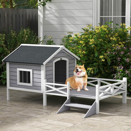 Pawhut wooden dog house - house, w/