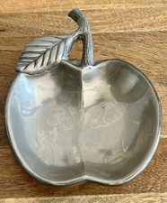 Vintage Metal SEBA Silver Plate Apple Shape Trinket Dish Bowl - 6.5” x 4.5”