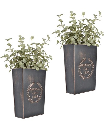 Rustic metal wall planter - rustic,