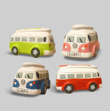 Money Box VW Style Camper Van Piggy Bank Green Peace Camping