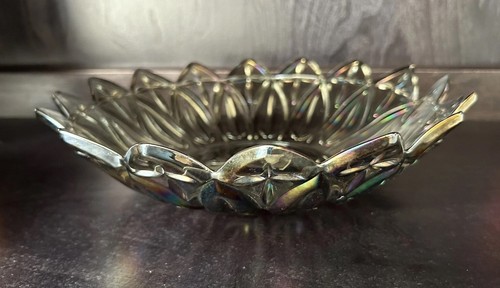 Vtg carnival glass flower bowl - glass,