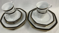 20 Pc. Christopher Stuart China Black Dress Dinner Salad Plates Soup Bowls Cups