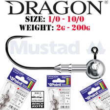 DRAGON Jig heads ALL SIZES / WEIGHTS Lure Fishing Jig Head Hooks For Soft Lures