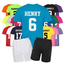 Kids Personalised Football Shirt & Shorts Sports Kit Initials Team Name Number