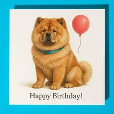 Chow Chow Dog  - Happy Birthday Card & Envelope - Personalised dog card - Friend