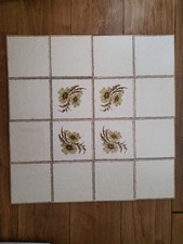 16 Vintage Mid Century Ceramic Tiles HR Johnson Floral & Light Green Speckles